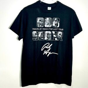Bob Seger Grapic Band T Shirt Short Sleeve Traveling Man The Last Tour Black NEW